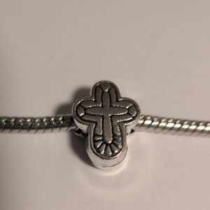 Silver Cross Charm for Pandora Style Bracelet